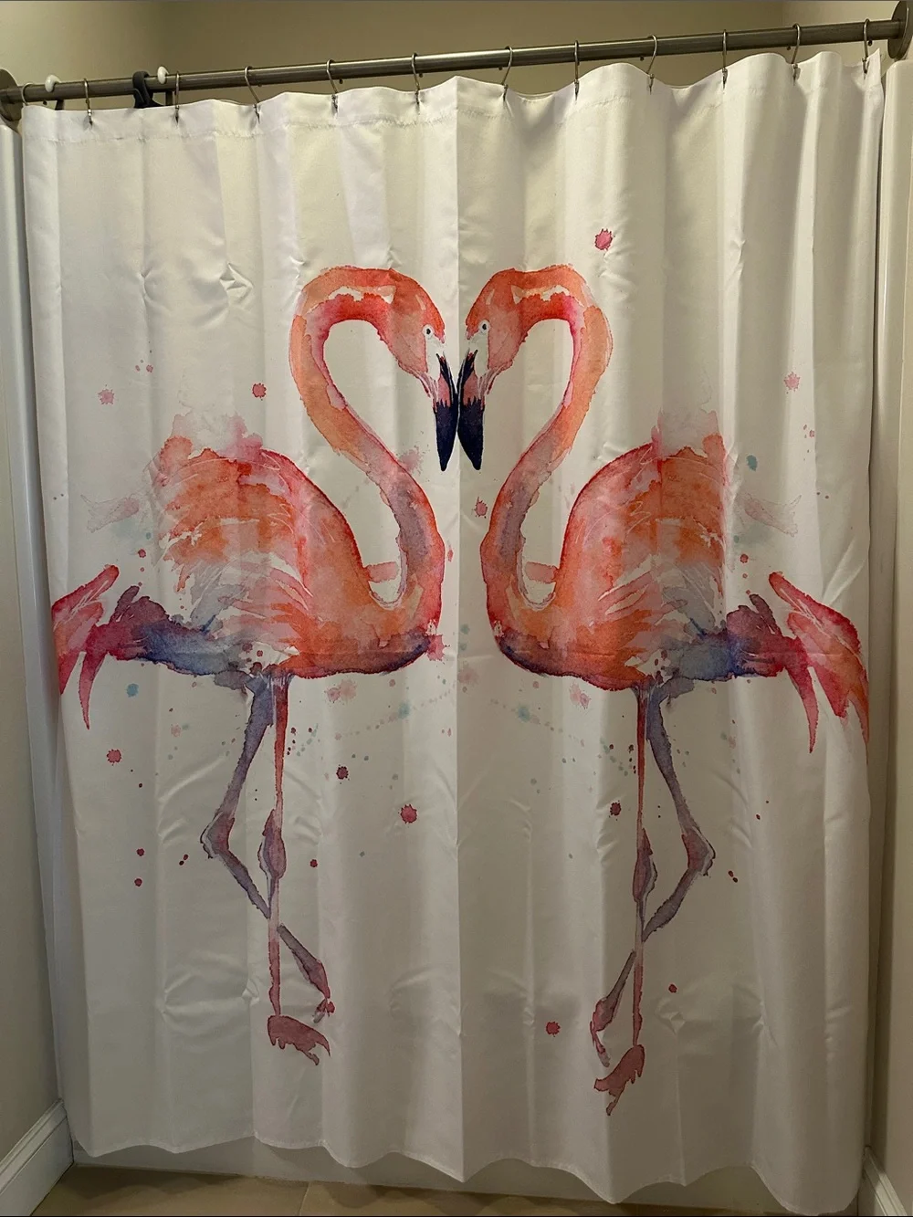 Society 6 Watercolor Flamingo Pair 🩷 Shower Curtain